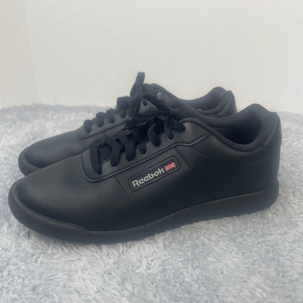Reebok Princess Sneakers Womens 7.5 Wide Black Classic Low Top AR1268